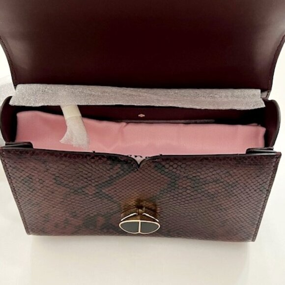 Kate Spade Nicola Snake-Embossed Twistlock Medium Top Handle Satchel Bag - Picture 5 of 7